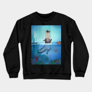 Cute cat in a shoe on a sea Crewneck Sweatshirt